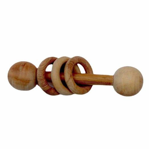 Brown Neem Wood Dumbbell Rattle Manufacturers in Tiruppur